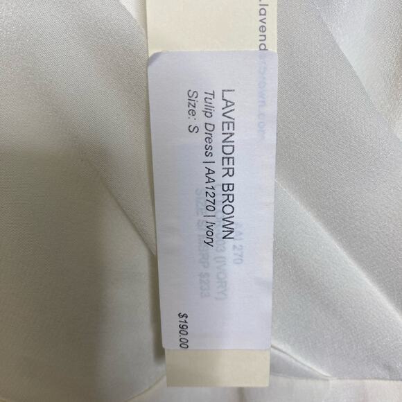 NWT Lavender Brown White Silk Tulip Mini Dress Women's Small - Picture 6 of 9